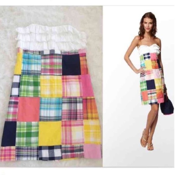 Lilly Pulitzer Dresses & Skirts - Lilly Pulitzer Madras Patchwork Strapless Dress